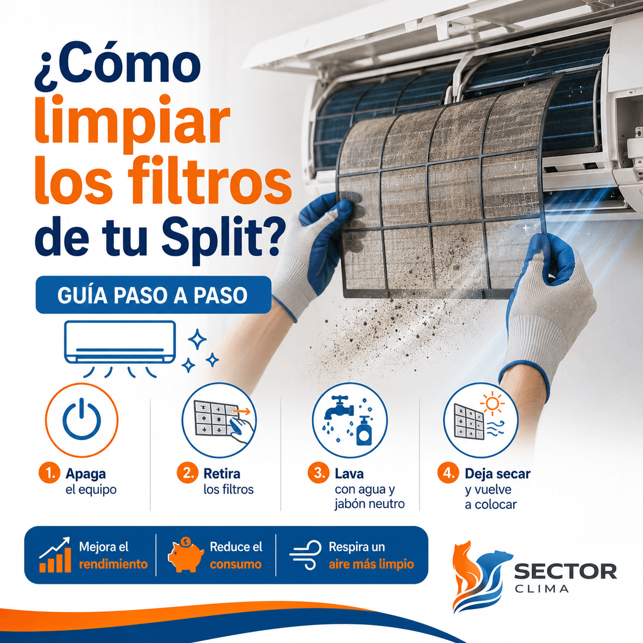 Cómo limpiar los filtros de tu split paso a paso